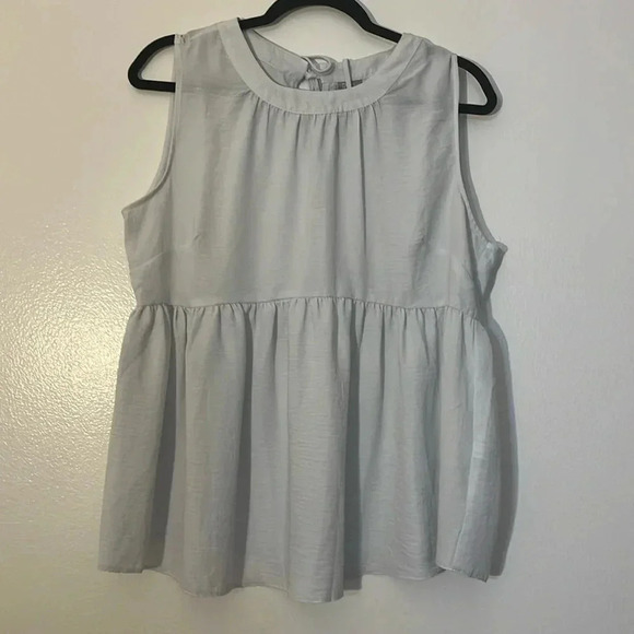 ASOS Tops - ASOS| Babydoll sleeveless shirt ruffled hem women’s size 8 ice blue/gray